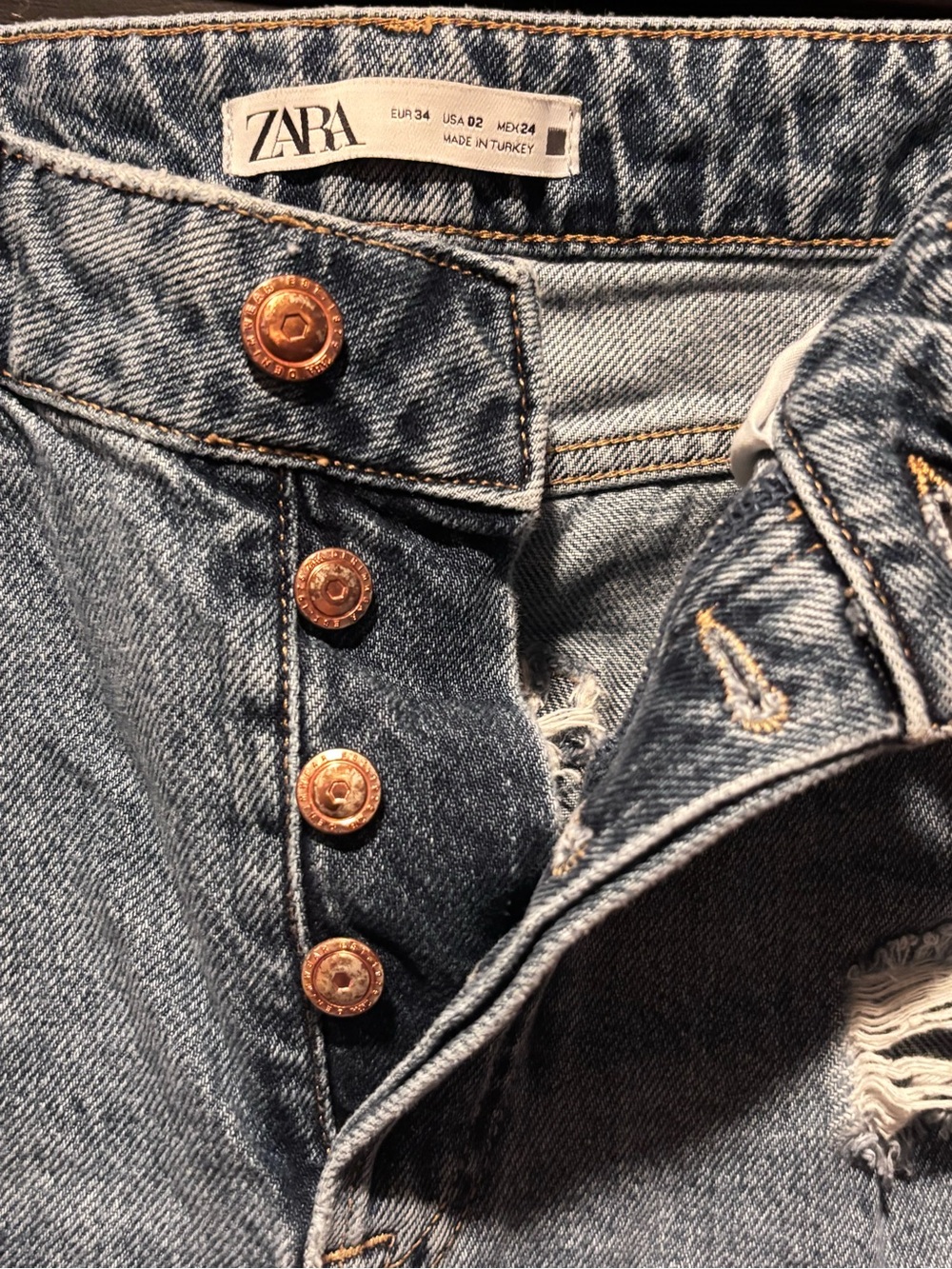 Zara Distressed Blue Ripped Jeans - Picture 3 of 3